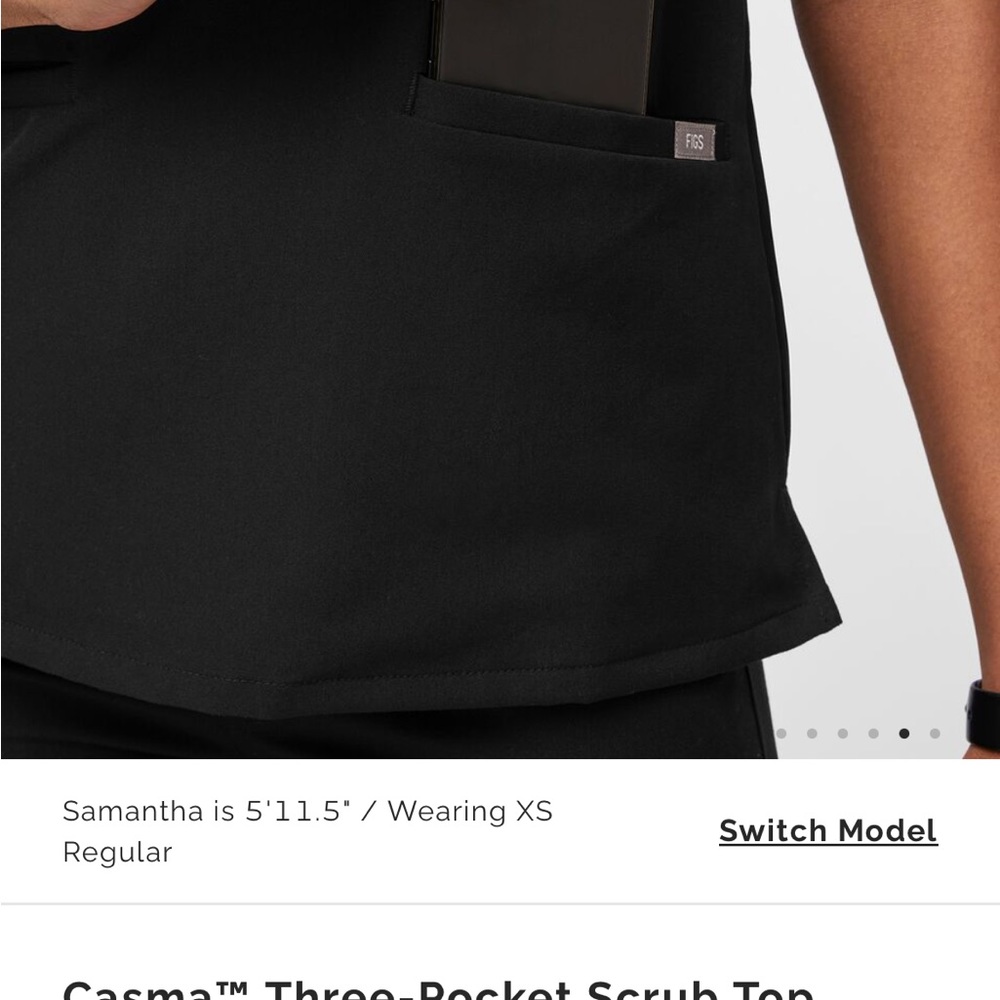 FIGS Casma Three-Pocket Scrub Technical Collection Top Black - Picture 4 of 12